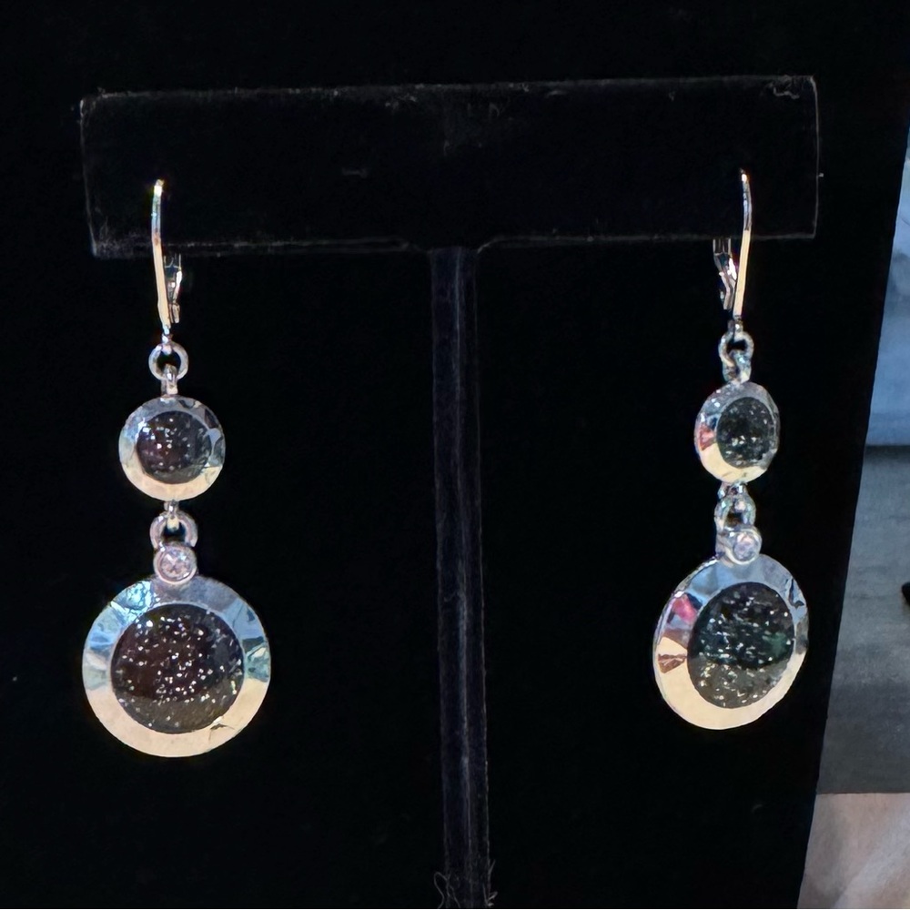 Lia Sophia Silver Molecule Cut Crystal Earrings